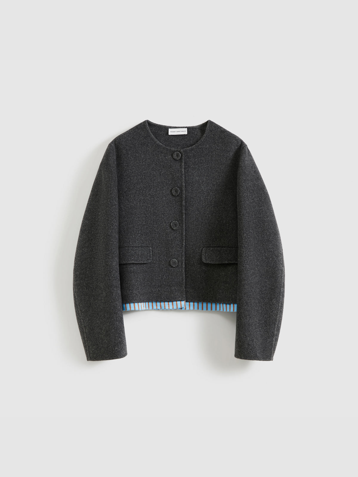 Single-Breasted Patchwork Wool Coat