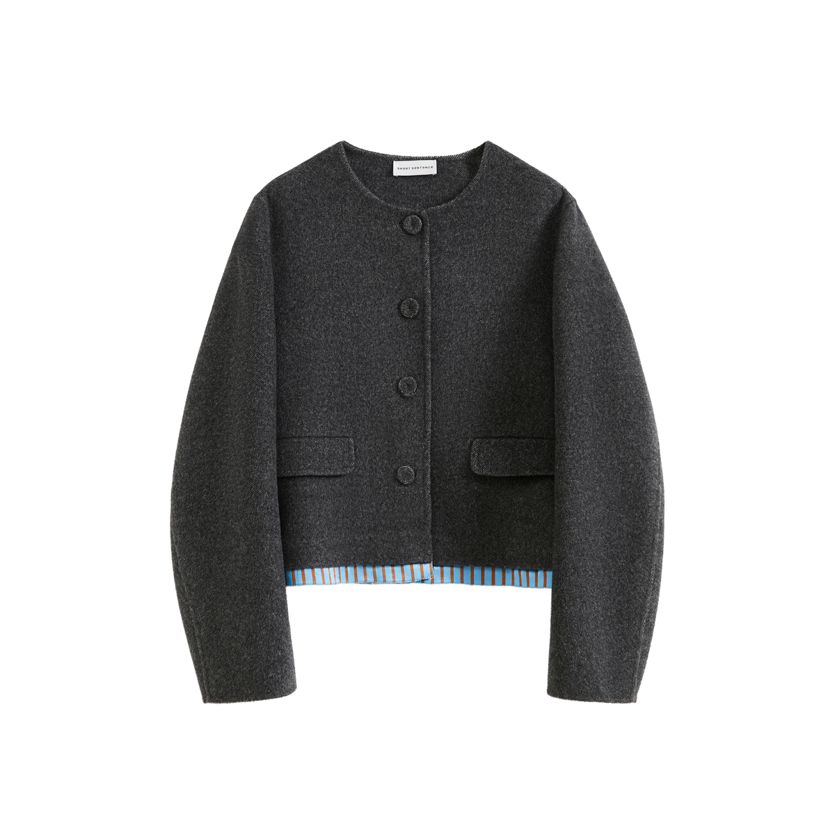 Single-Breasted Patchwork Wool Coat