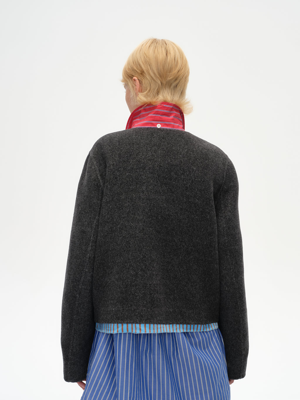Single-Breasted Patchwork Wool Coat
