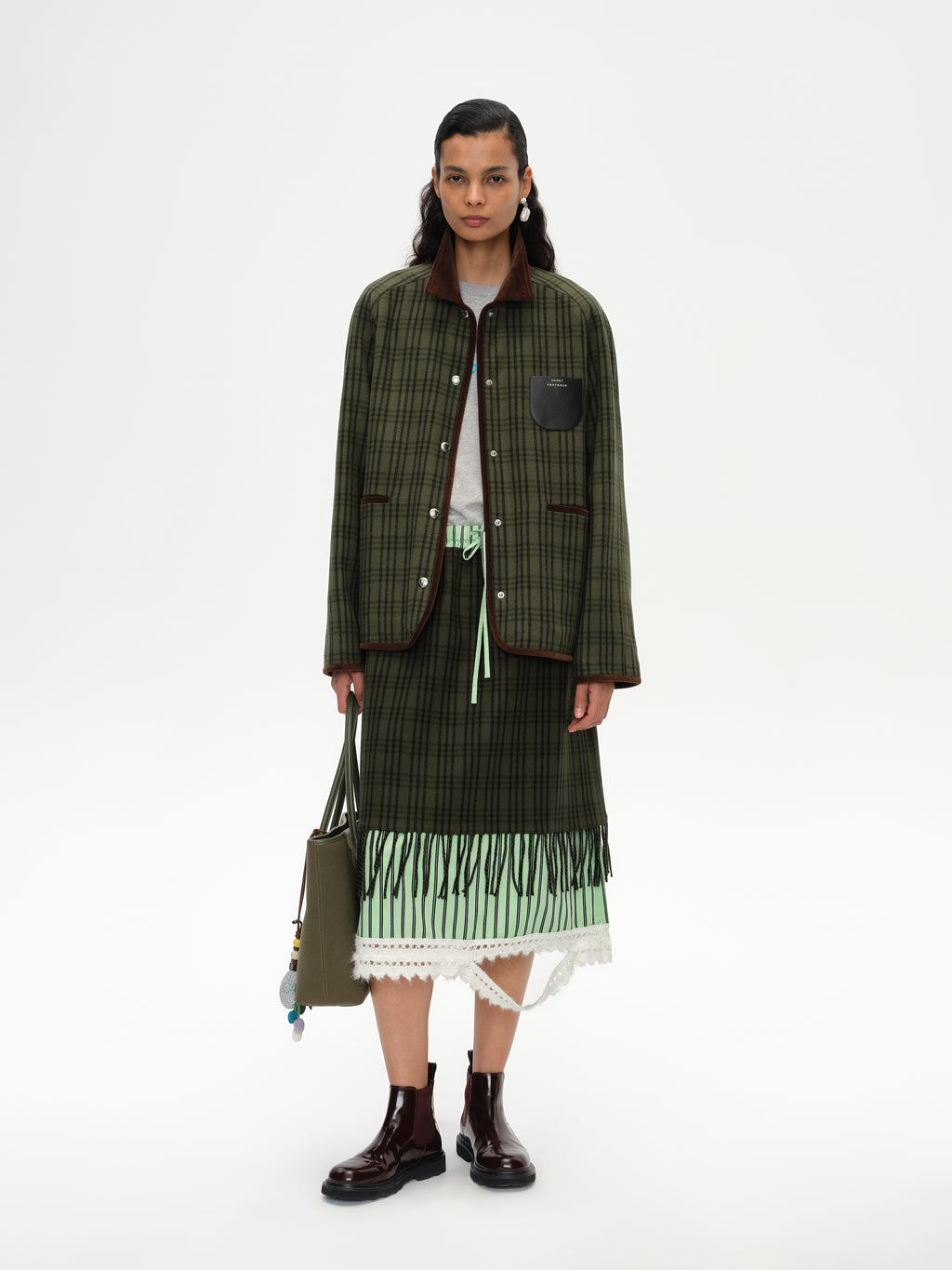 Yarn-Dyed Check Quilted Coat