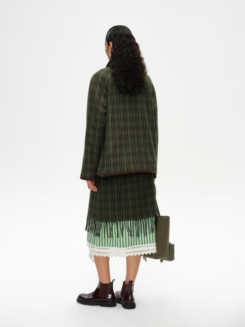 Yarn-Dyed Check Quilted Coat