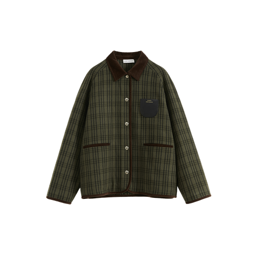 Yarn-Dyed Check Quilted Coat