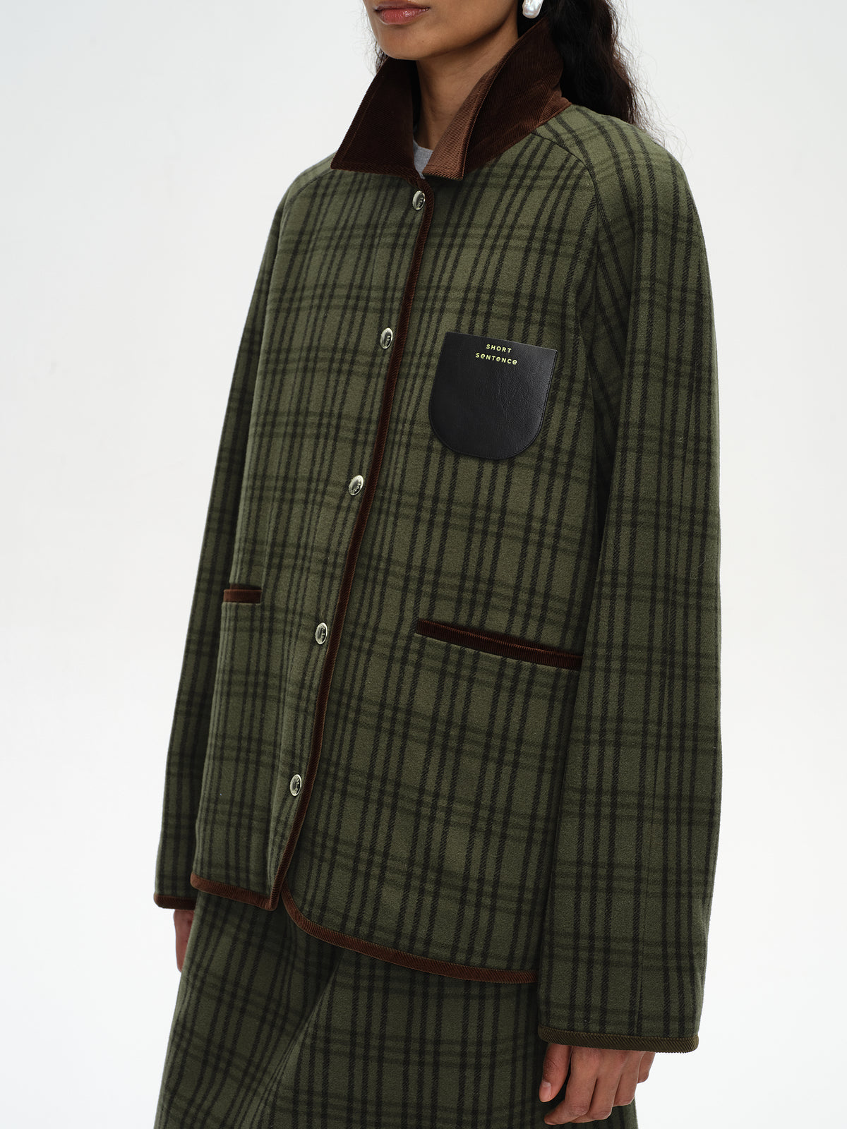 Yarn-Dyed Check Quilted Coat