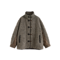 Stand Collar Color Block Fleece Coat