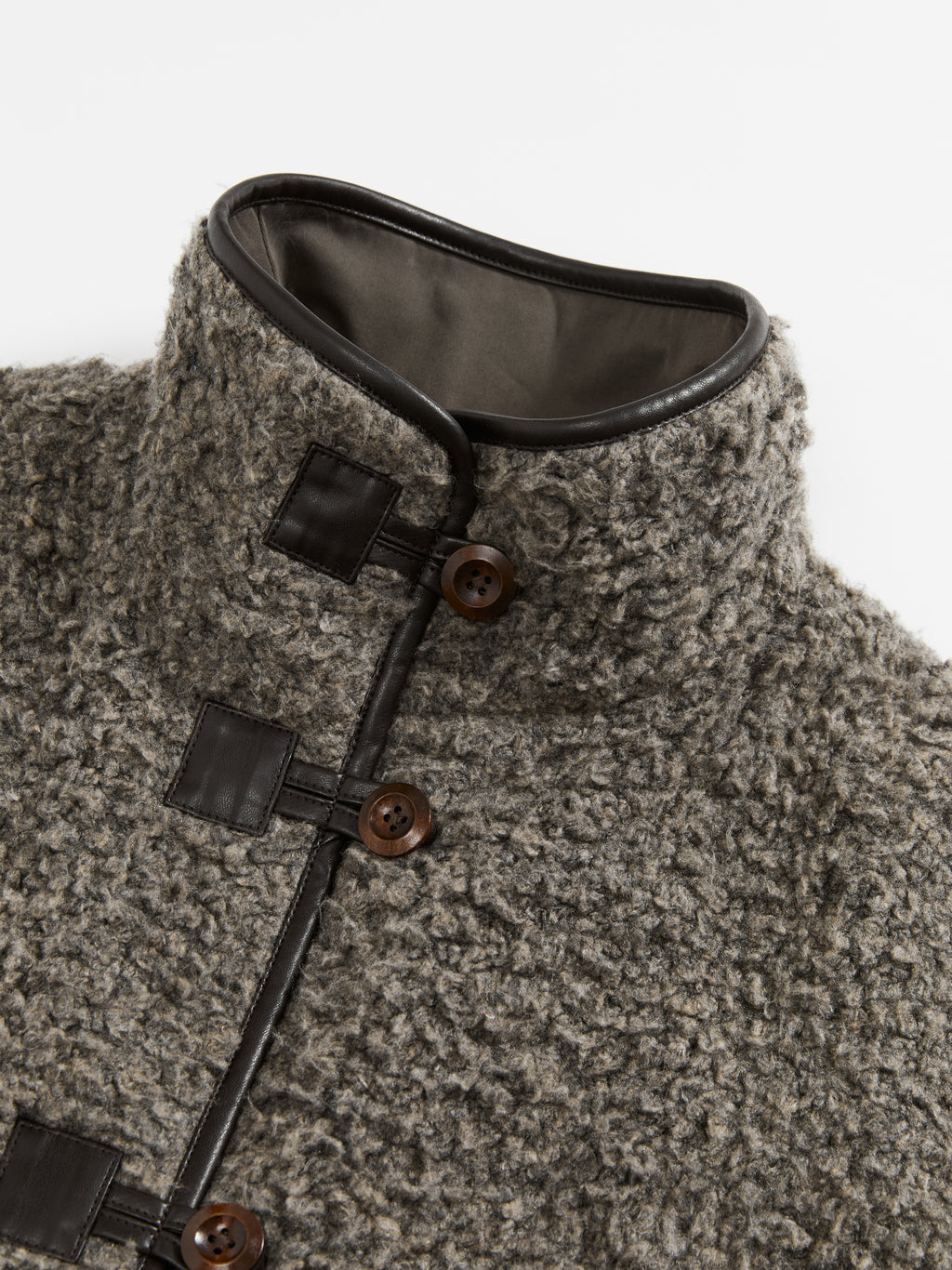 Stand Collar Color Block Fleece Coat