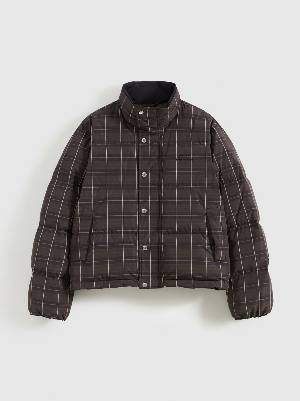Check Stand-Collar Down Coat