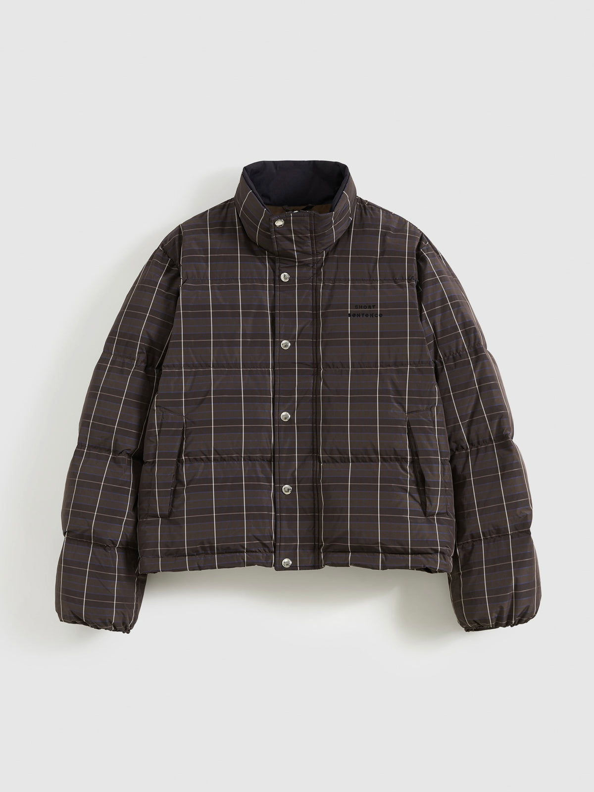 Check Stand-Collar Down Coat
