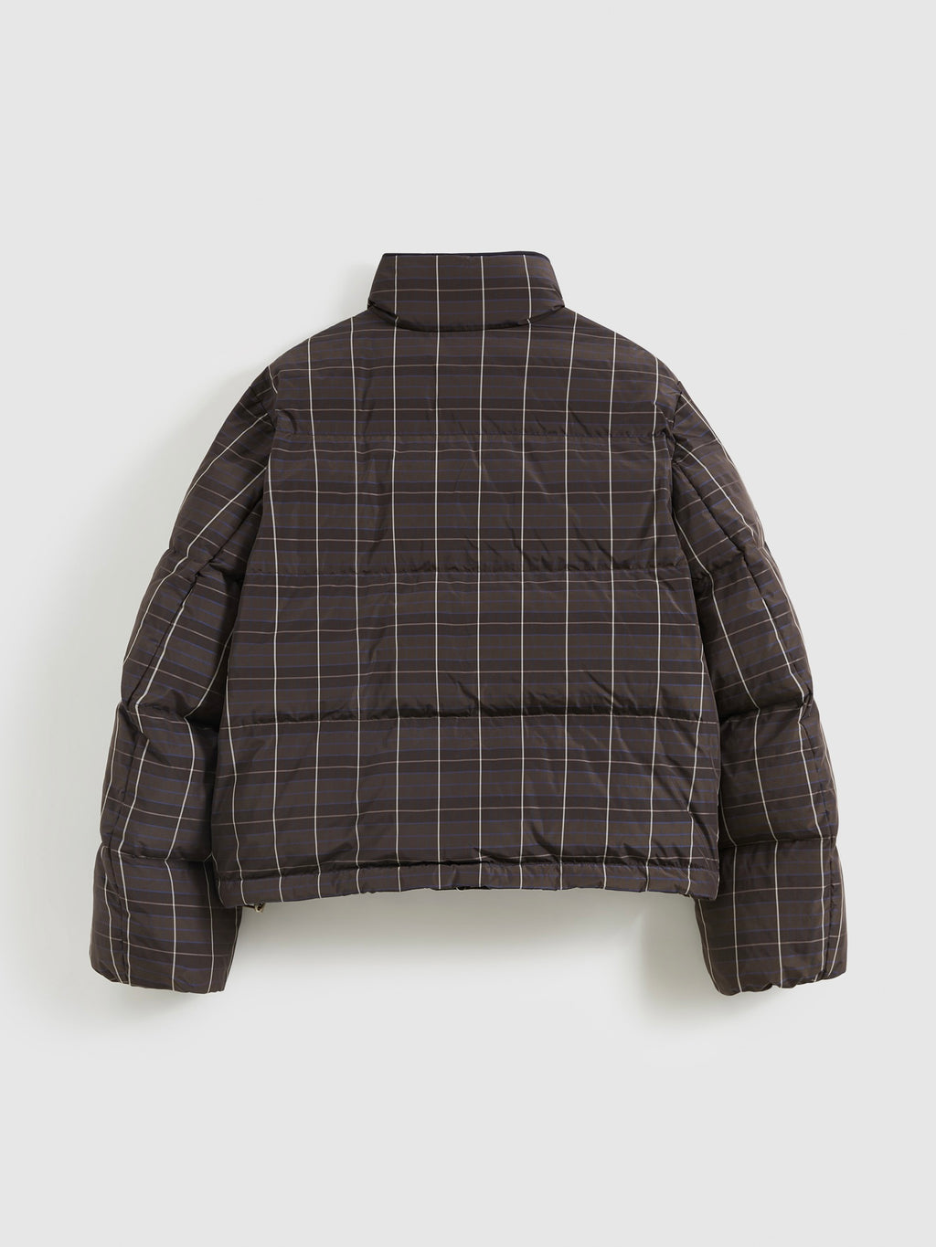 Check Stand-Collar Down Coat