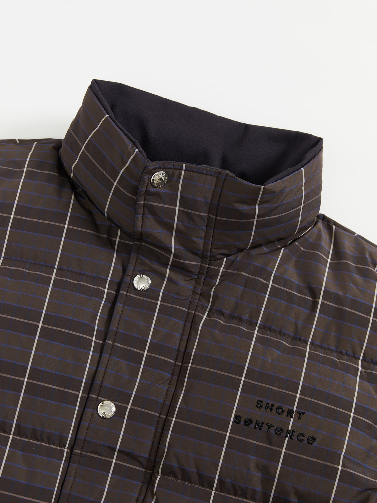Check Stand-Collar Down Coat