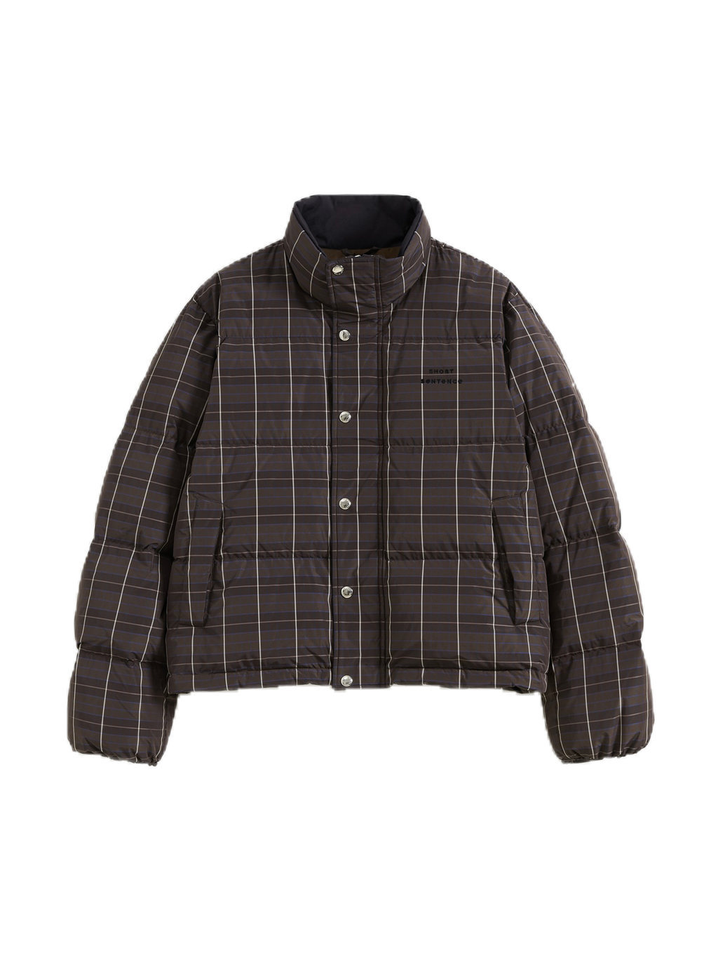 Check Stand-Collar Down Coat