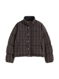 Check Stand-Collar Down Coat