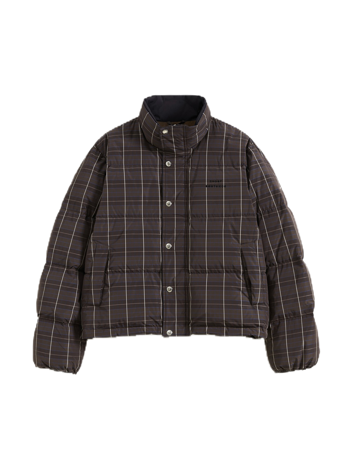 Check Stand-Collar Down Coat