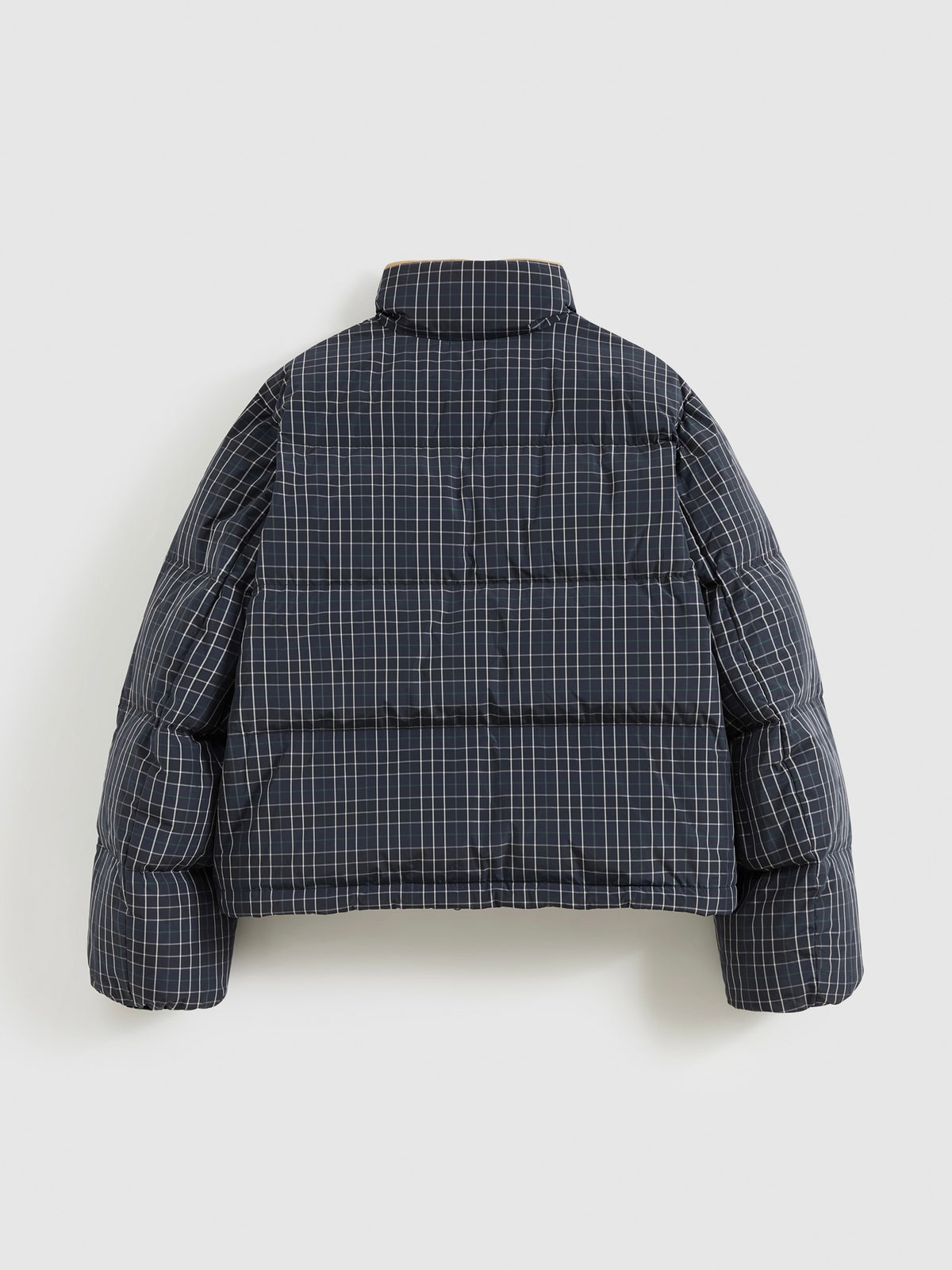 Check Stand-Collar Down Coat