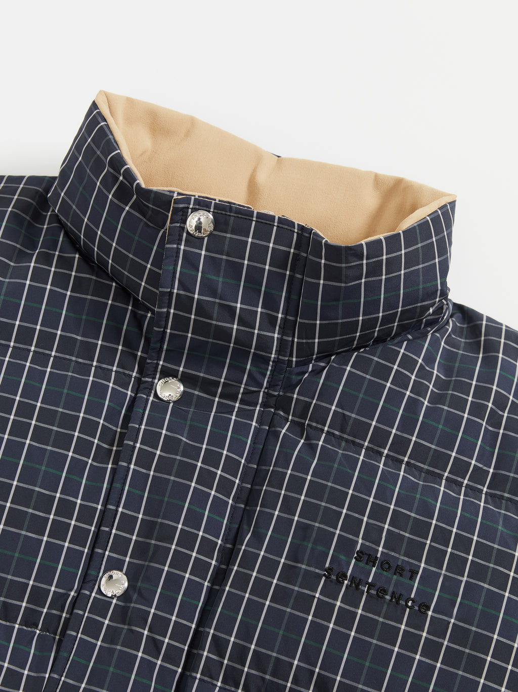 Check Stand-Collar Down Coat