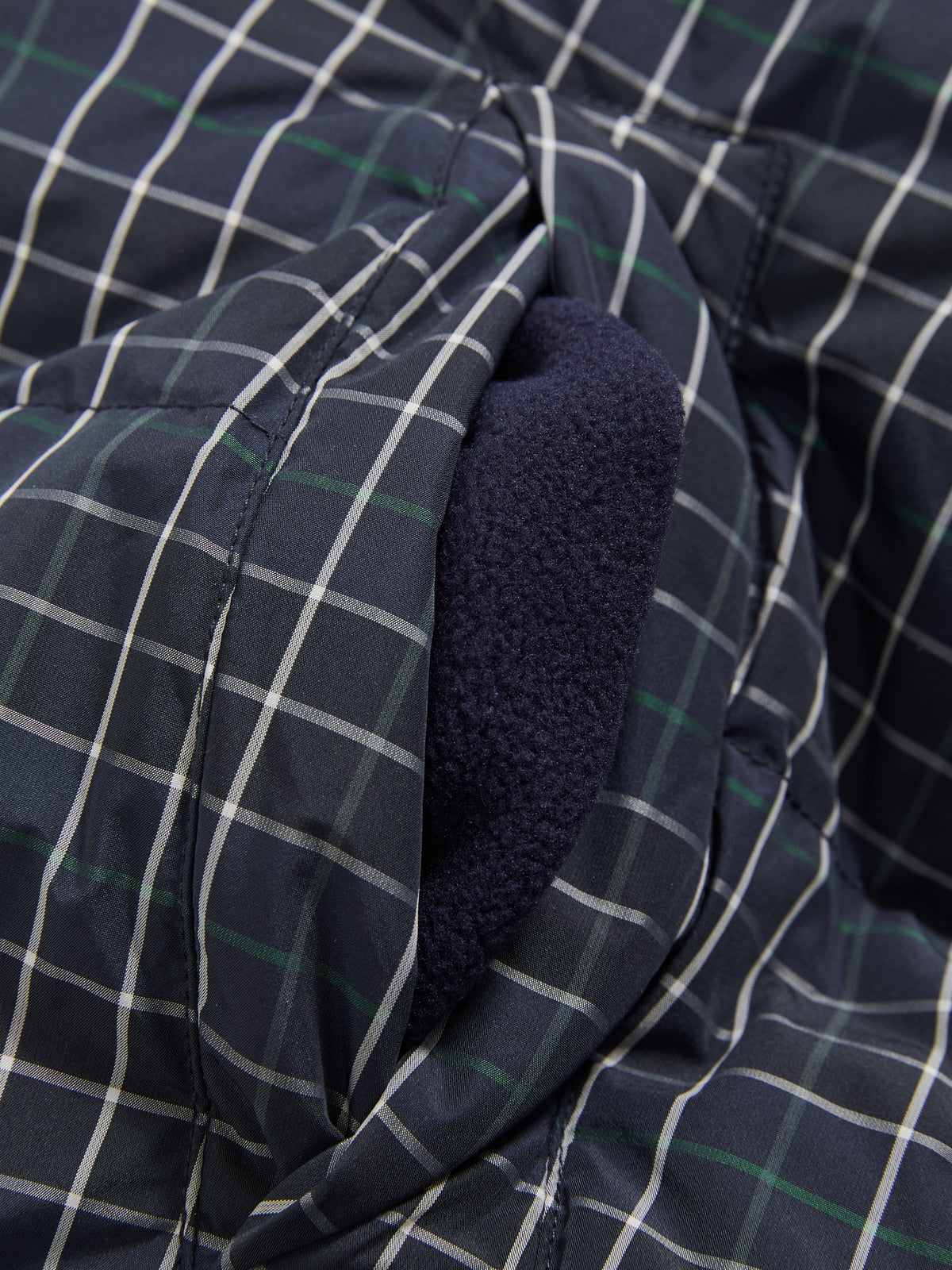 Check Stand-Collar Down Coat
