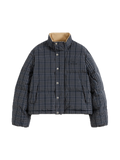 Check Stand-Collar Down Coat