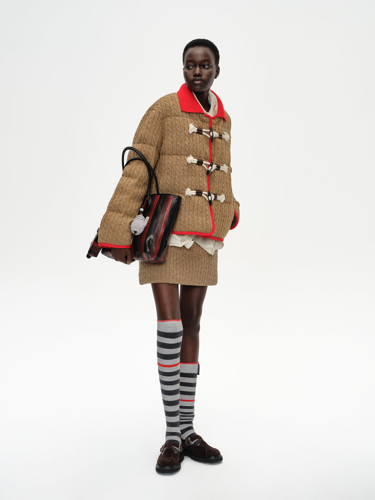 Color-Block Knit Collar Down Jacket