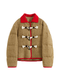 Color-Block Knit Collar Down Jacket