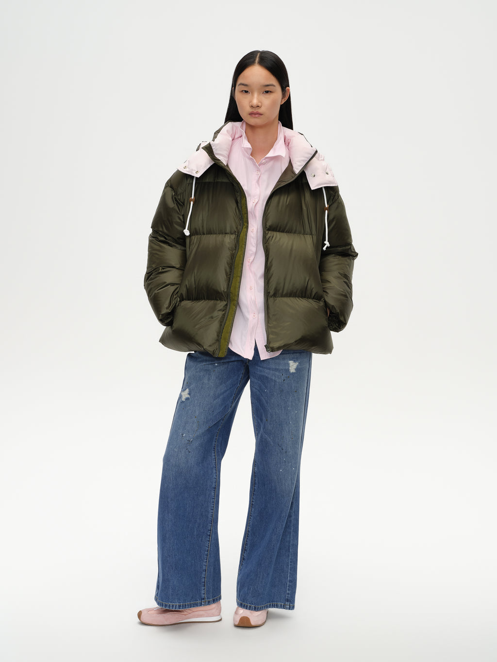 Loose Color-Block Puffer Jacket