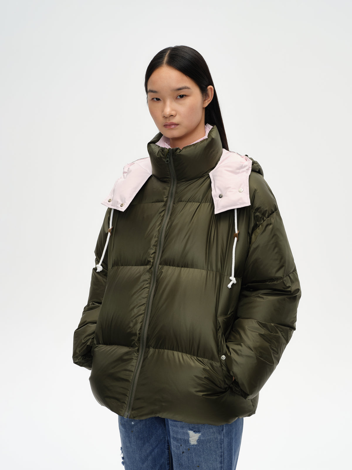 Loose Color-Block Puffer Jacket