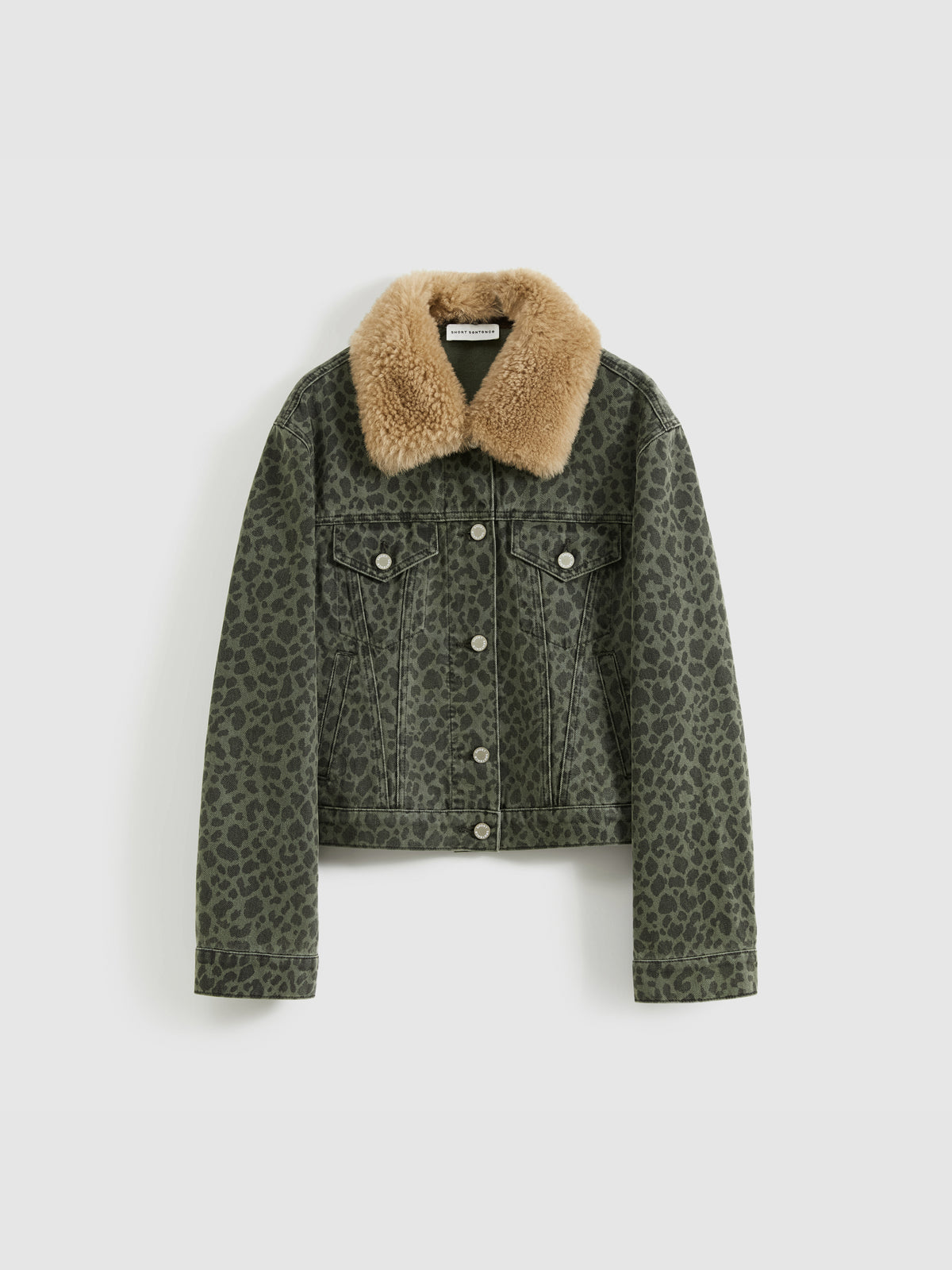 Fitted Leopard Print Denim Jacket