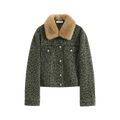 Fitted Leopard Print Denim Jacket