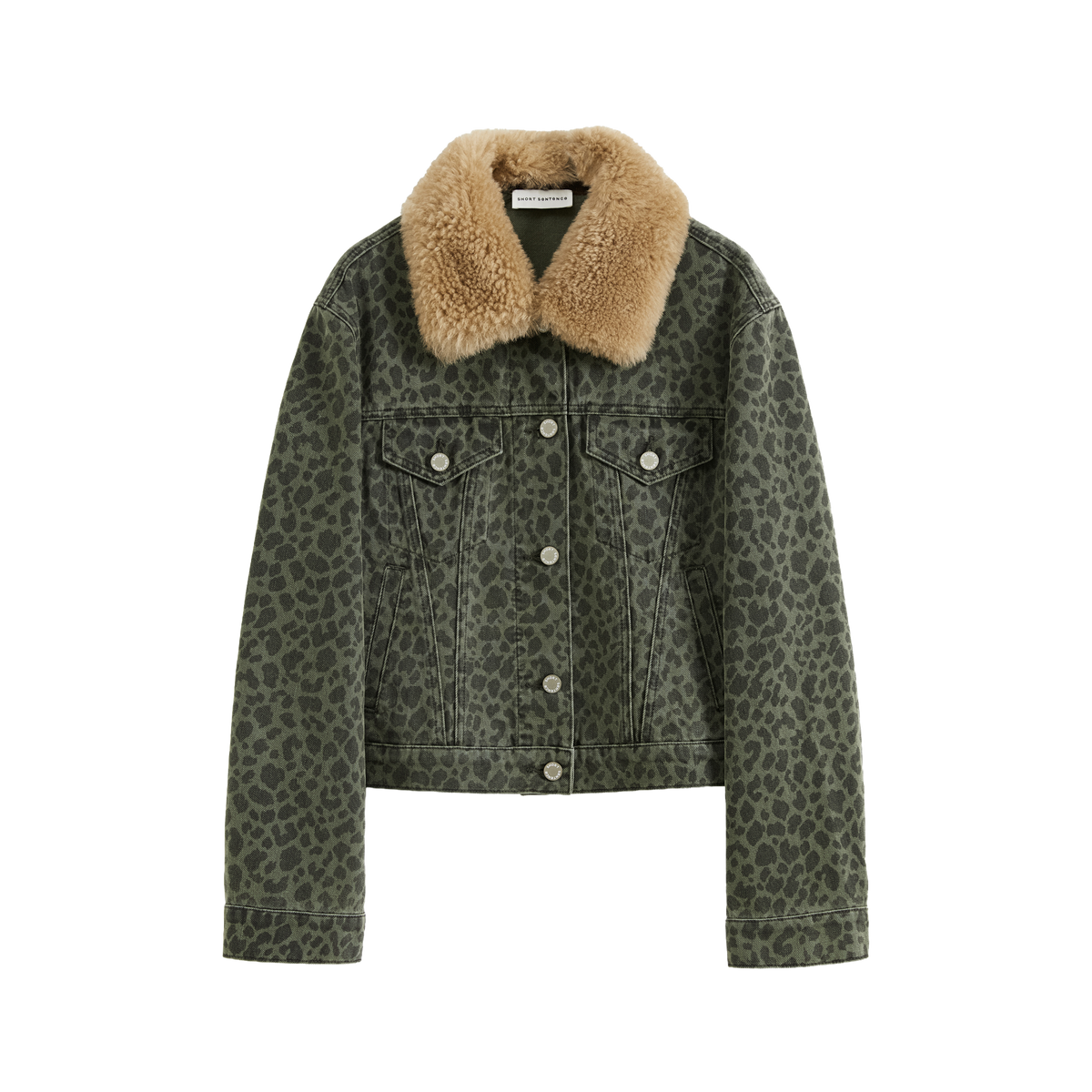 Fitted Leopard Print Denim Jacket