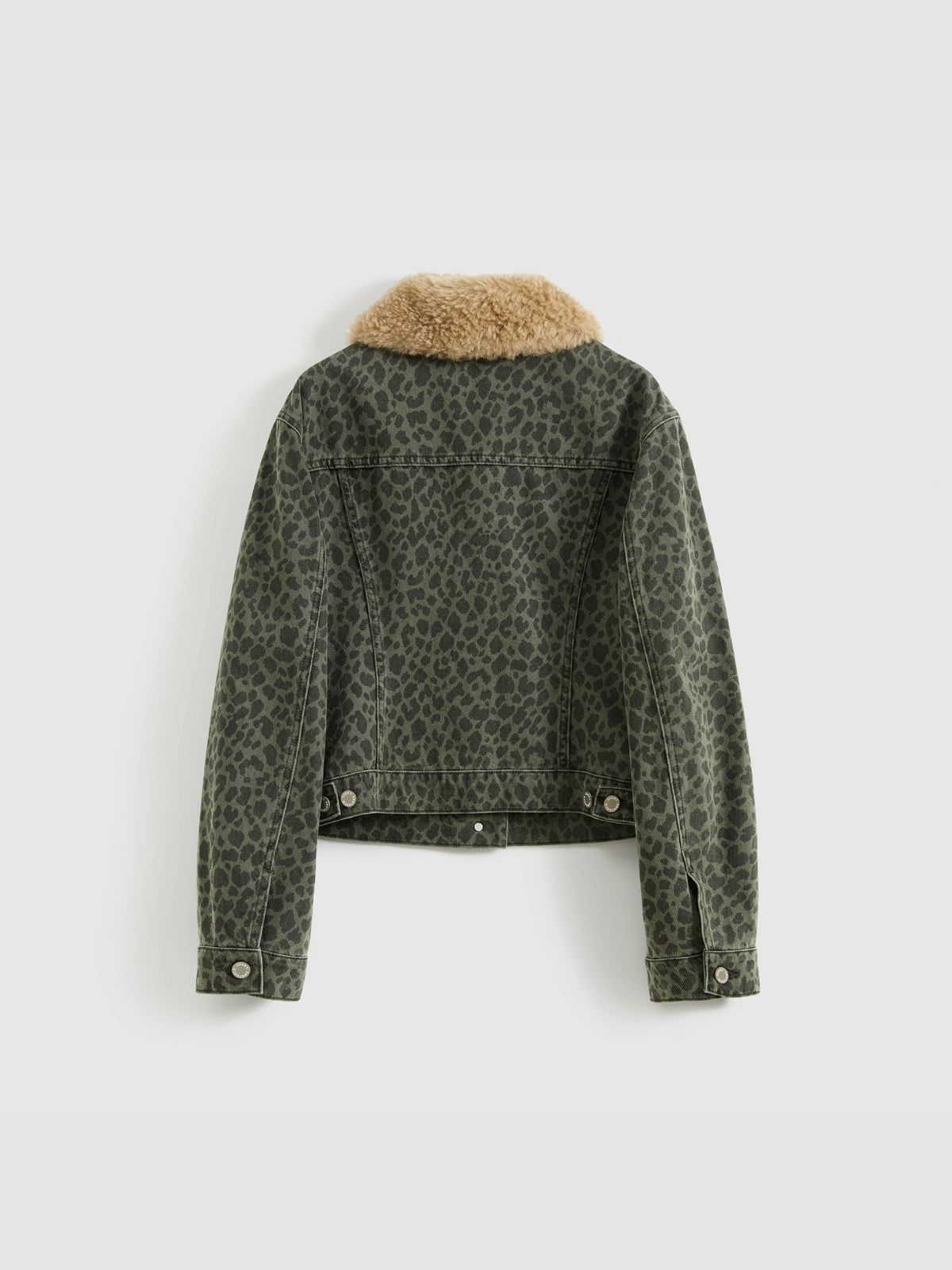 Fitted Leopard Print Denim Jacket