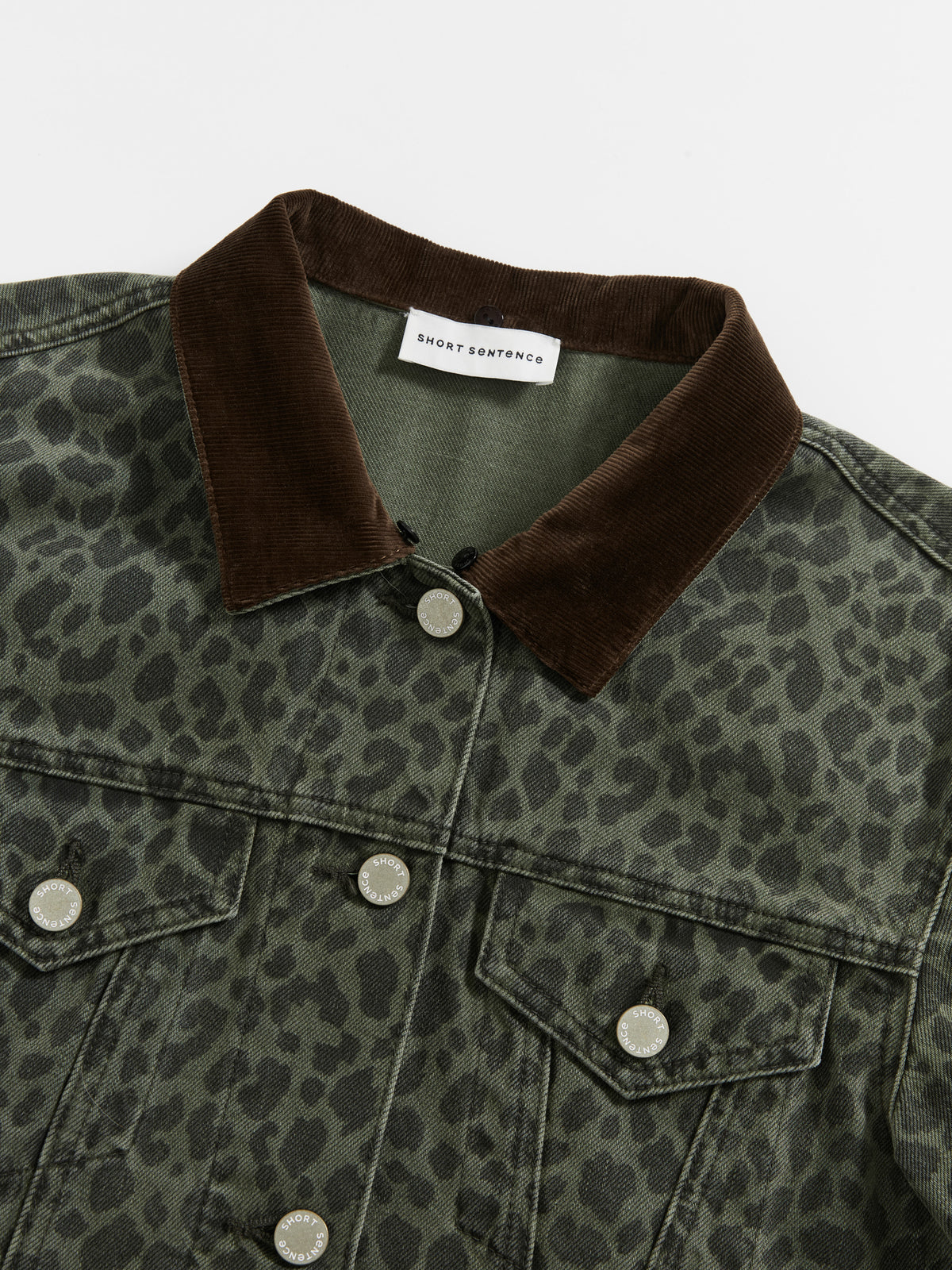 Fitted Leopard Print Denim Jacket