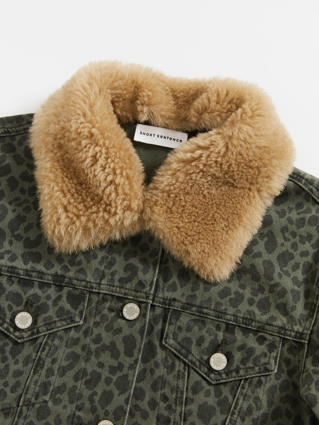 Fitted Leopard Print Denim Jacket