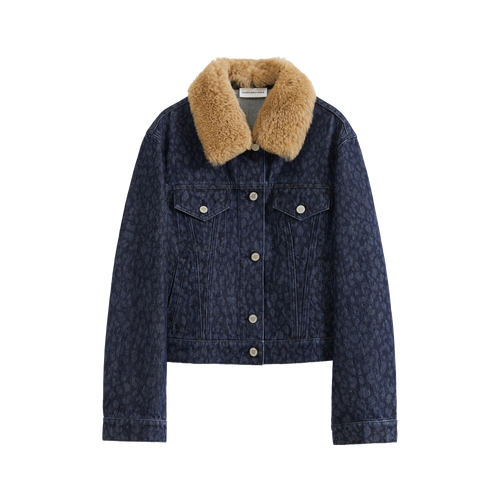 Indigo Fitted Leopard Print Jacket