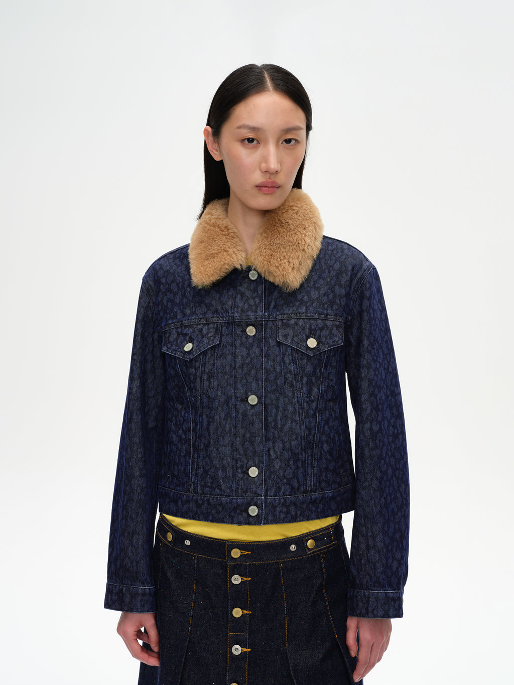 Indigo Fitted Leopard Print Jacket