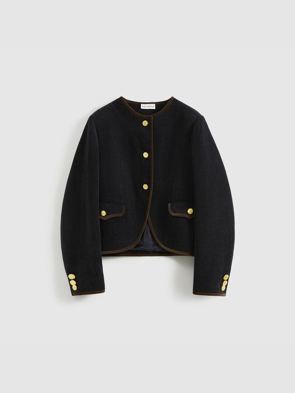Color-Block Trim Fitted Crew Jacket