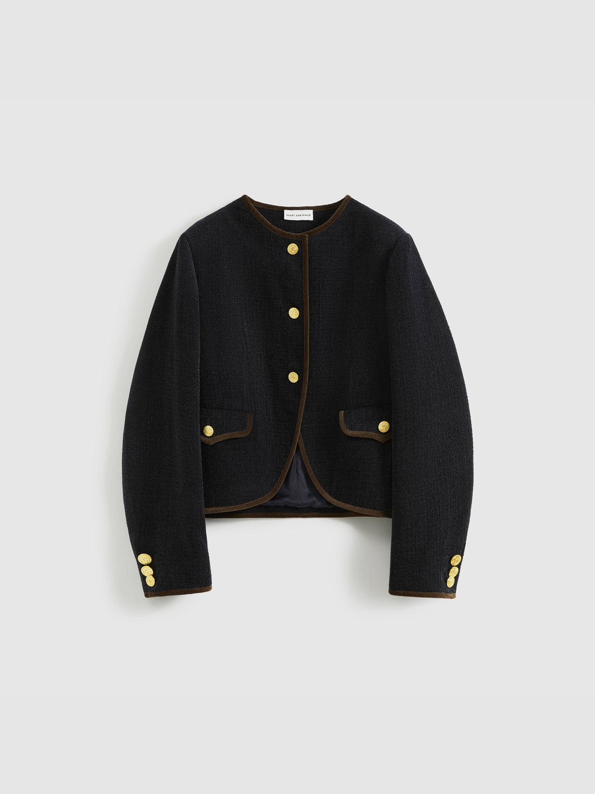 Color-Block Trim Fitted Crew Jacket