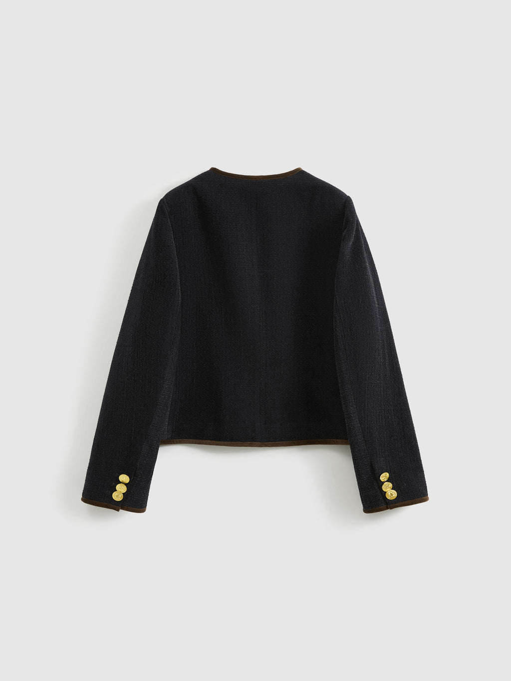 Color-Block Trim Fitted Crew Jacket