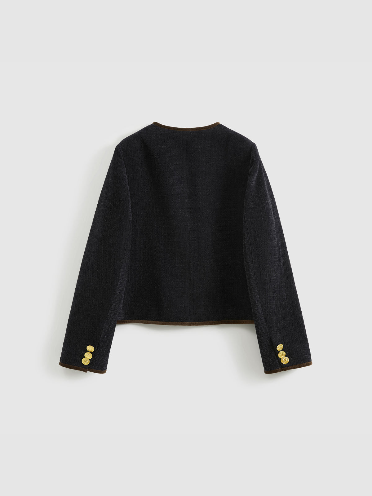 Color-Block Trim Fitted Crew Jacket