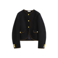 Color-Block Trim Fitted Crew Jacket