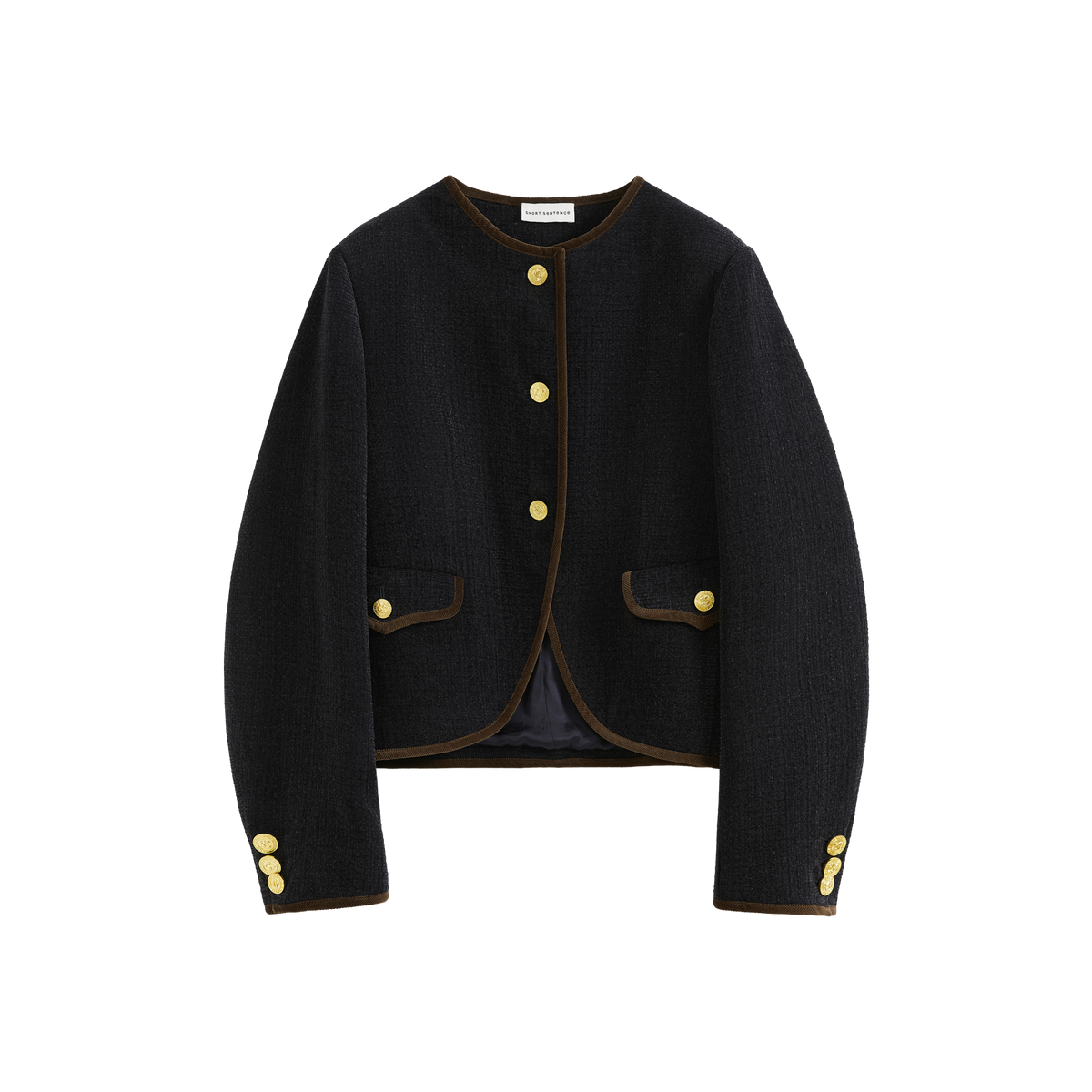 Color-Block Trim Fitted Crew Jacket