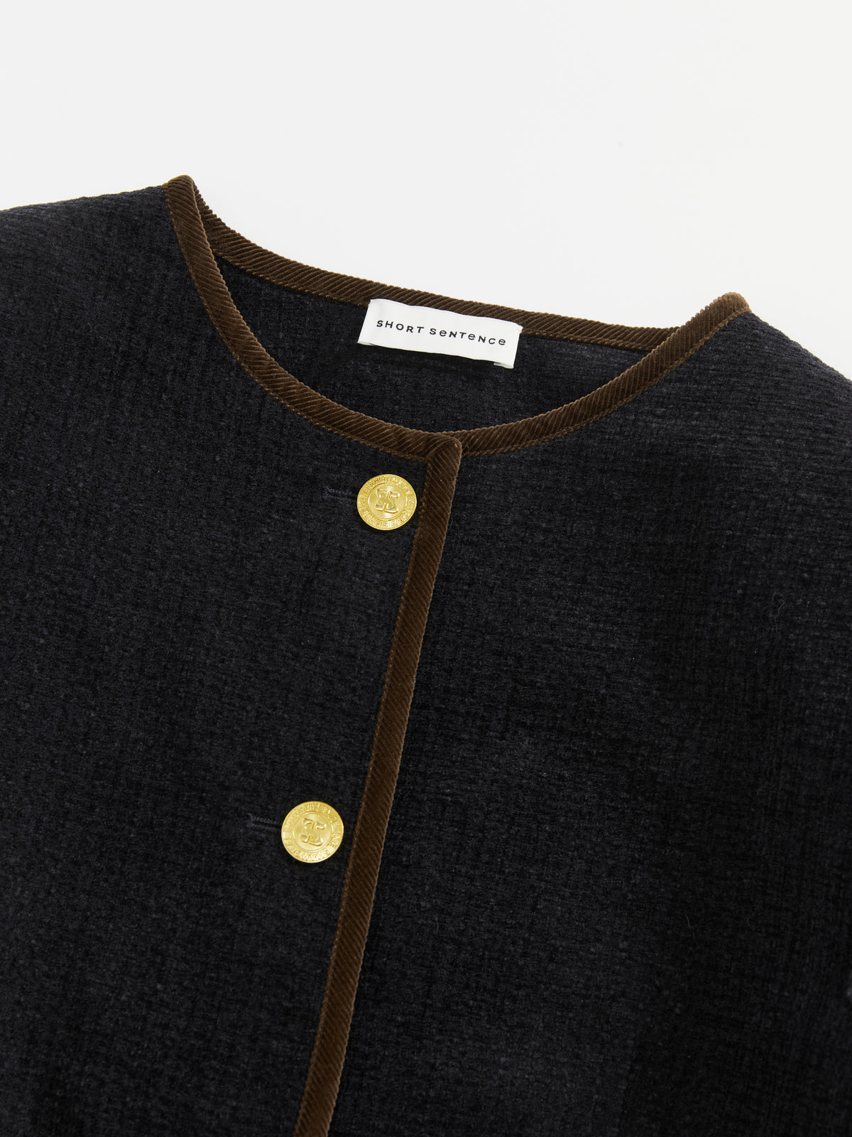 Color-Block Trim Fitted Crew Jacket
