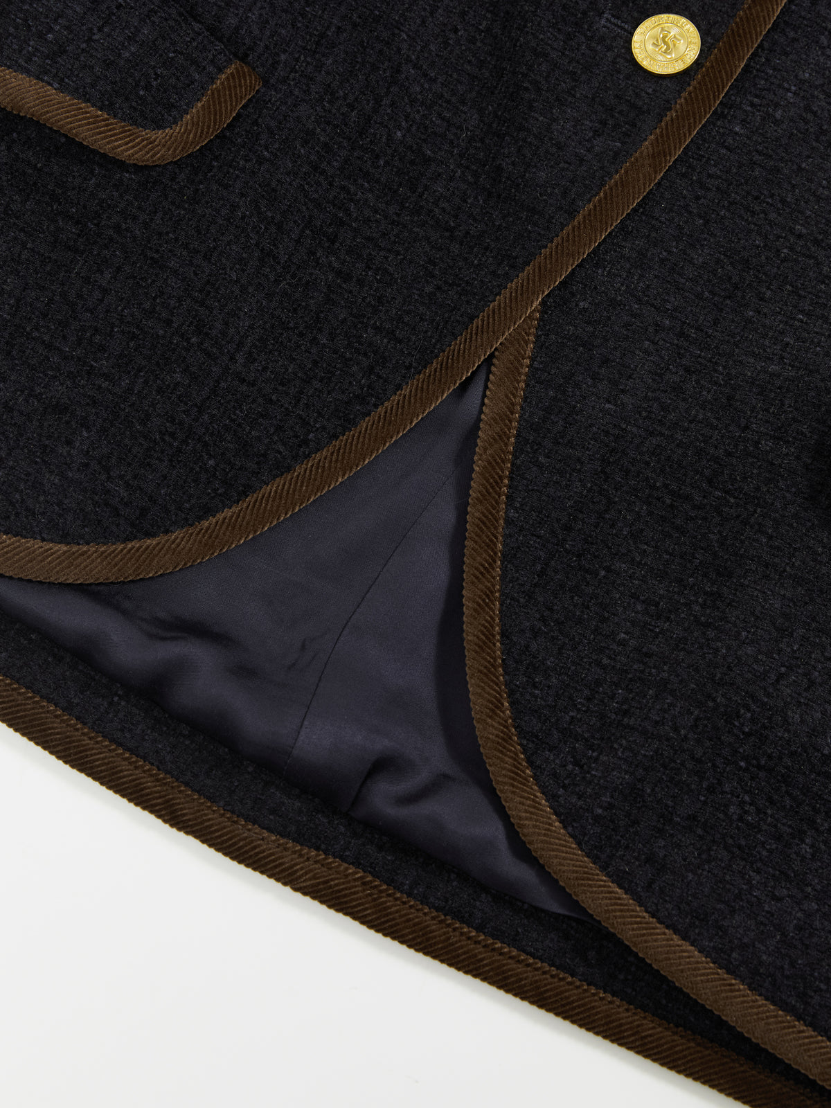 Color-Block Trim Fitted Crew Jacket