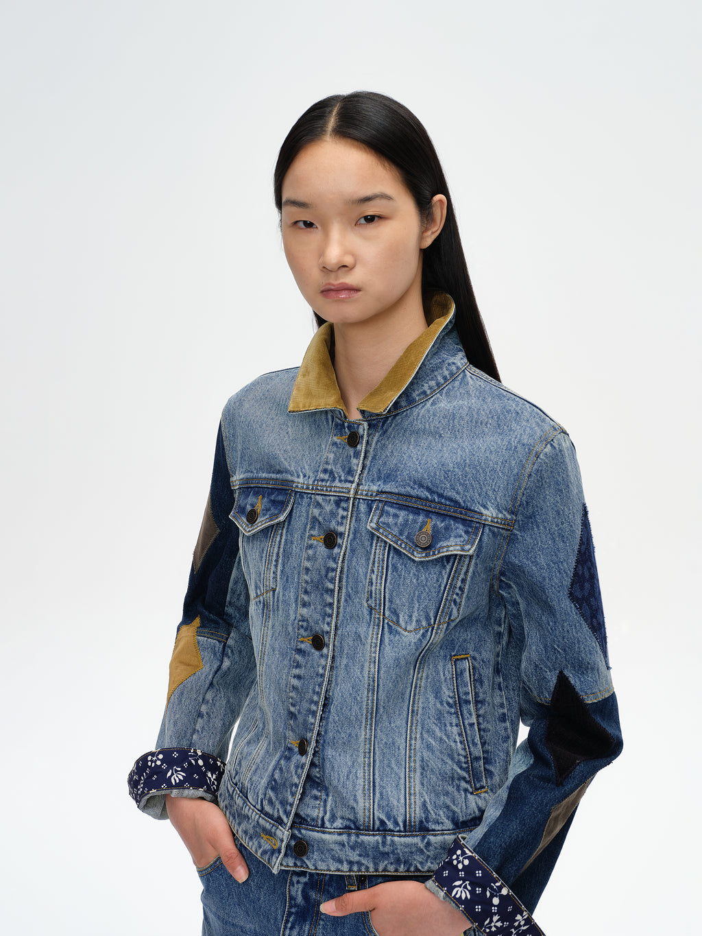 Patchwork Washed Denim Jacket