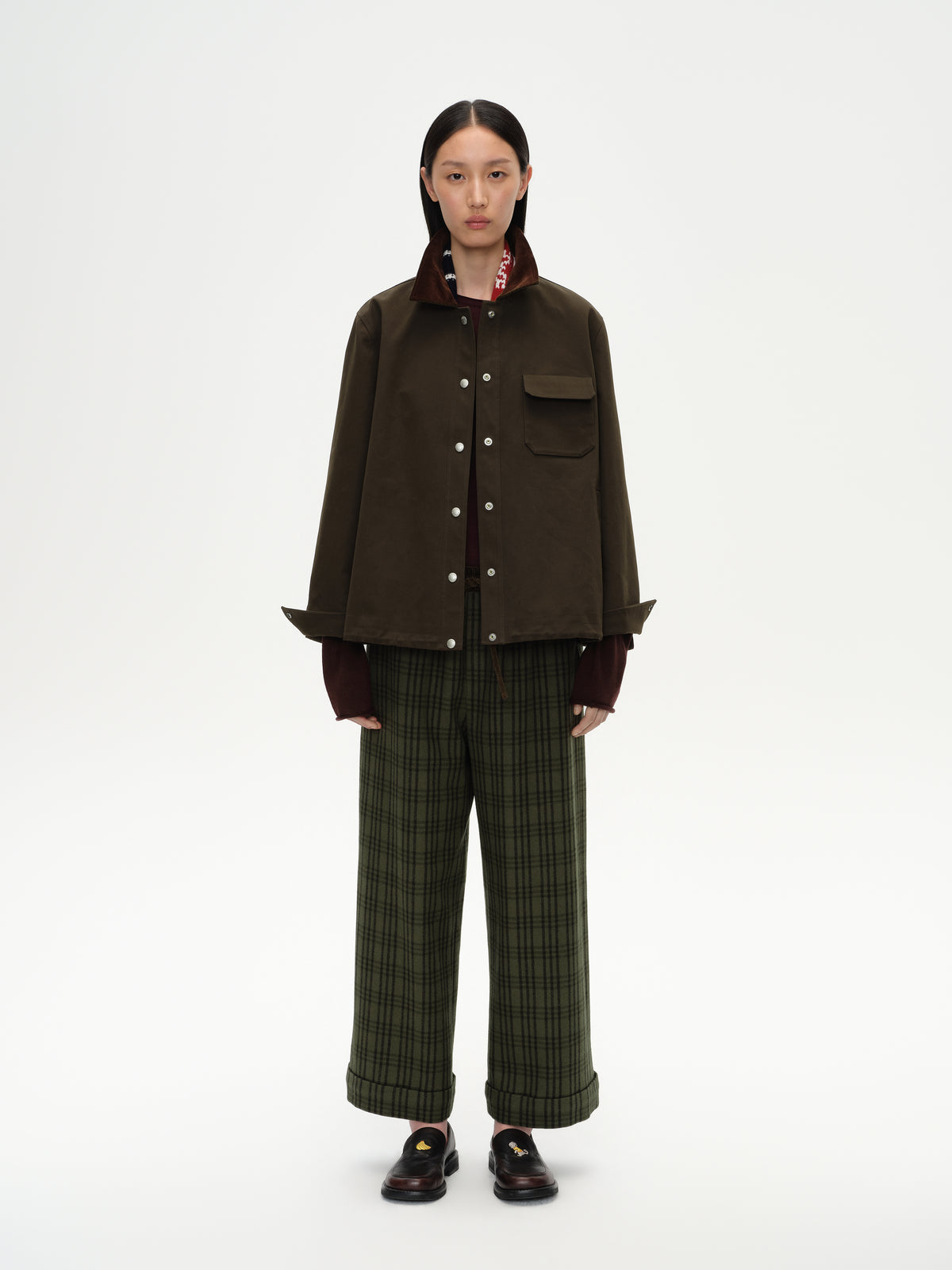 Corduroy Collar Drawstring Jacket
