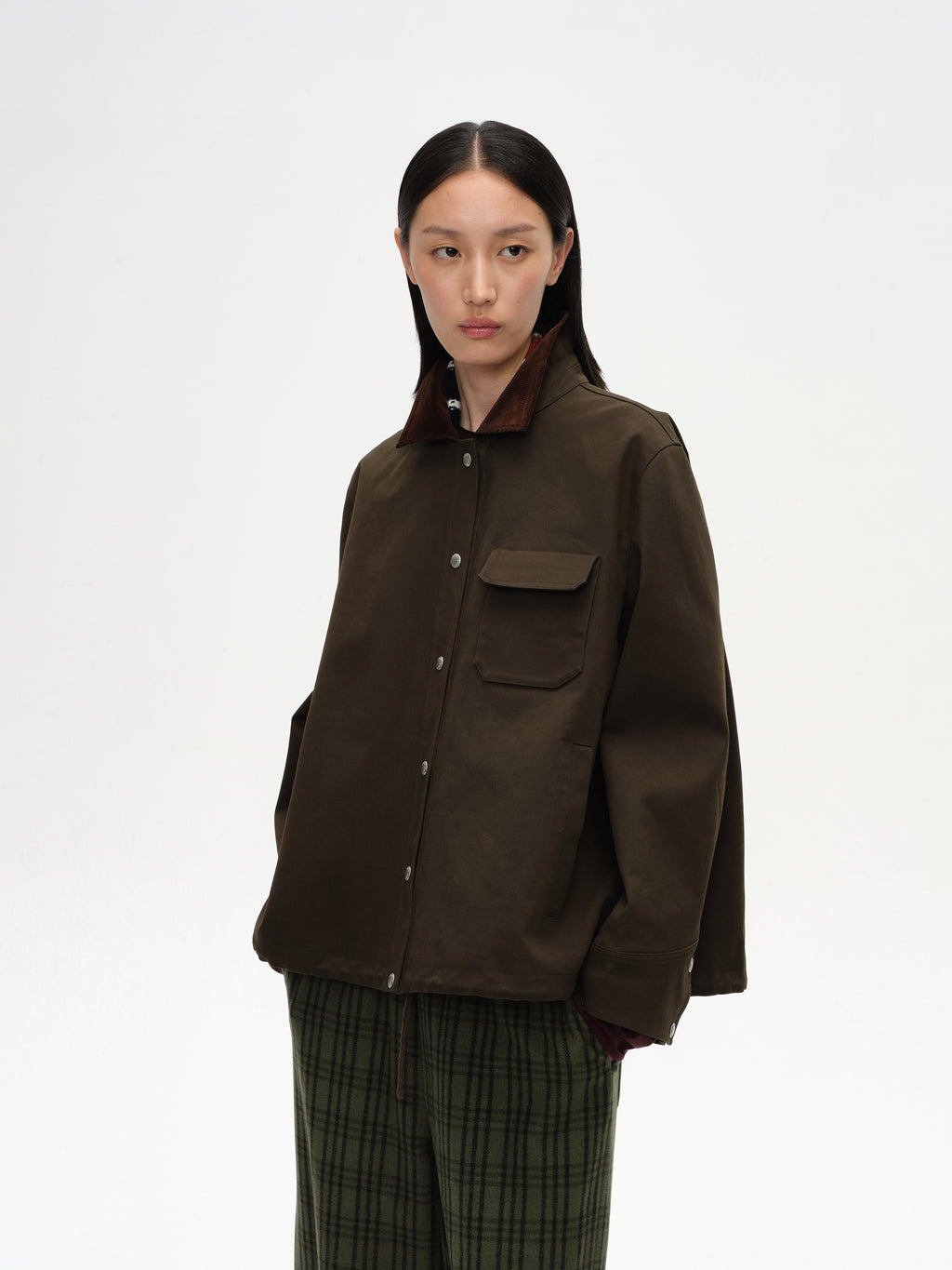 Corduroy Collar Drawstring Jacket