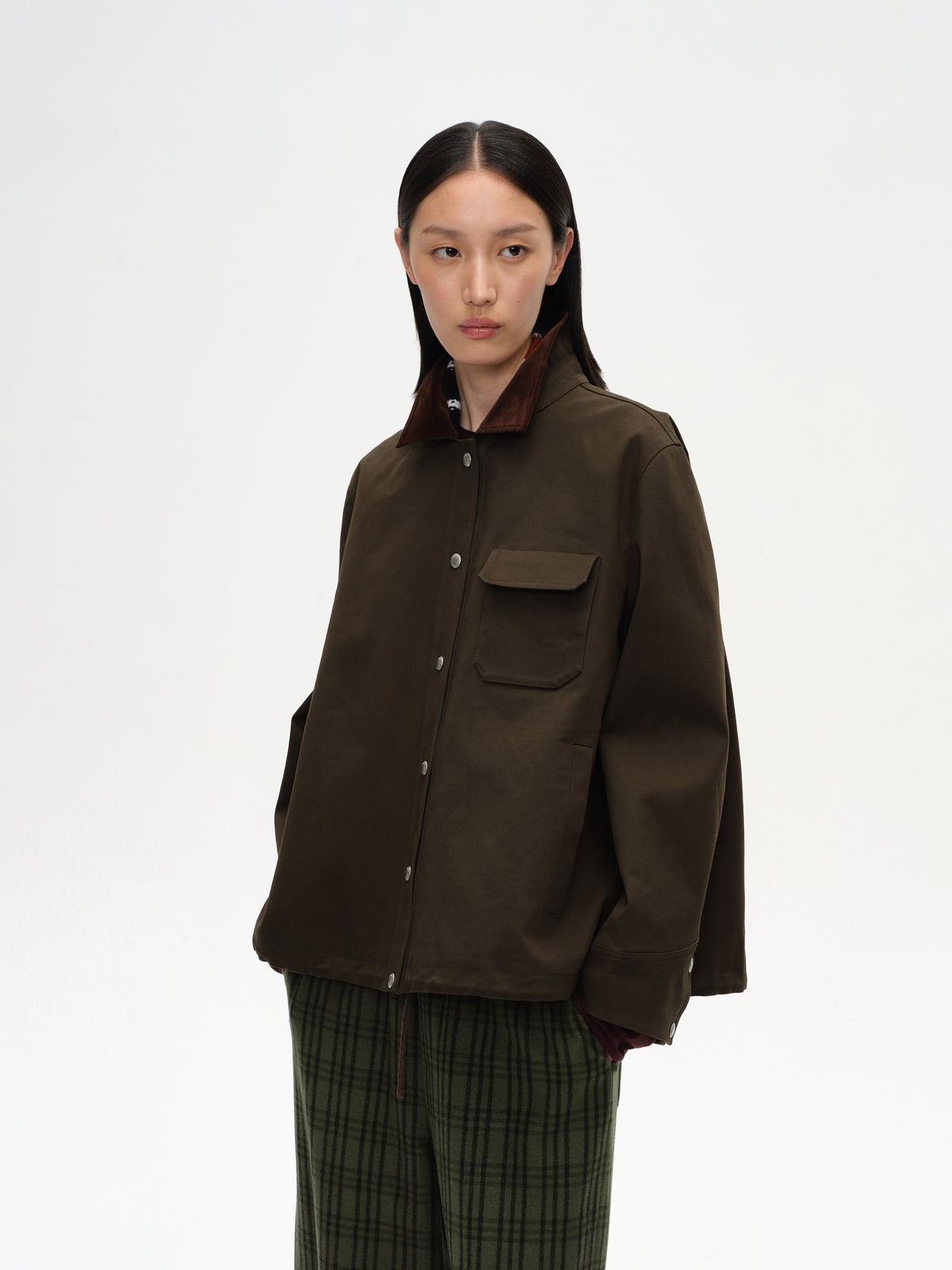 Corduroy Collar Drawstring Jacket