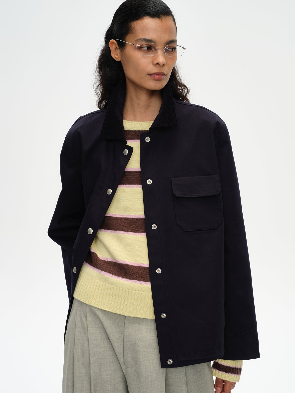 Corduroy Collar Drawstring Jacket