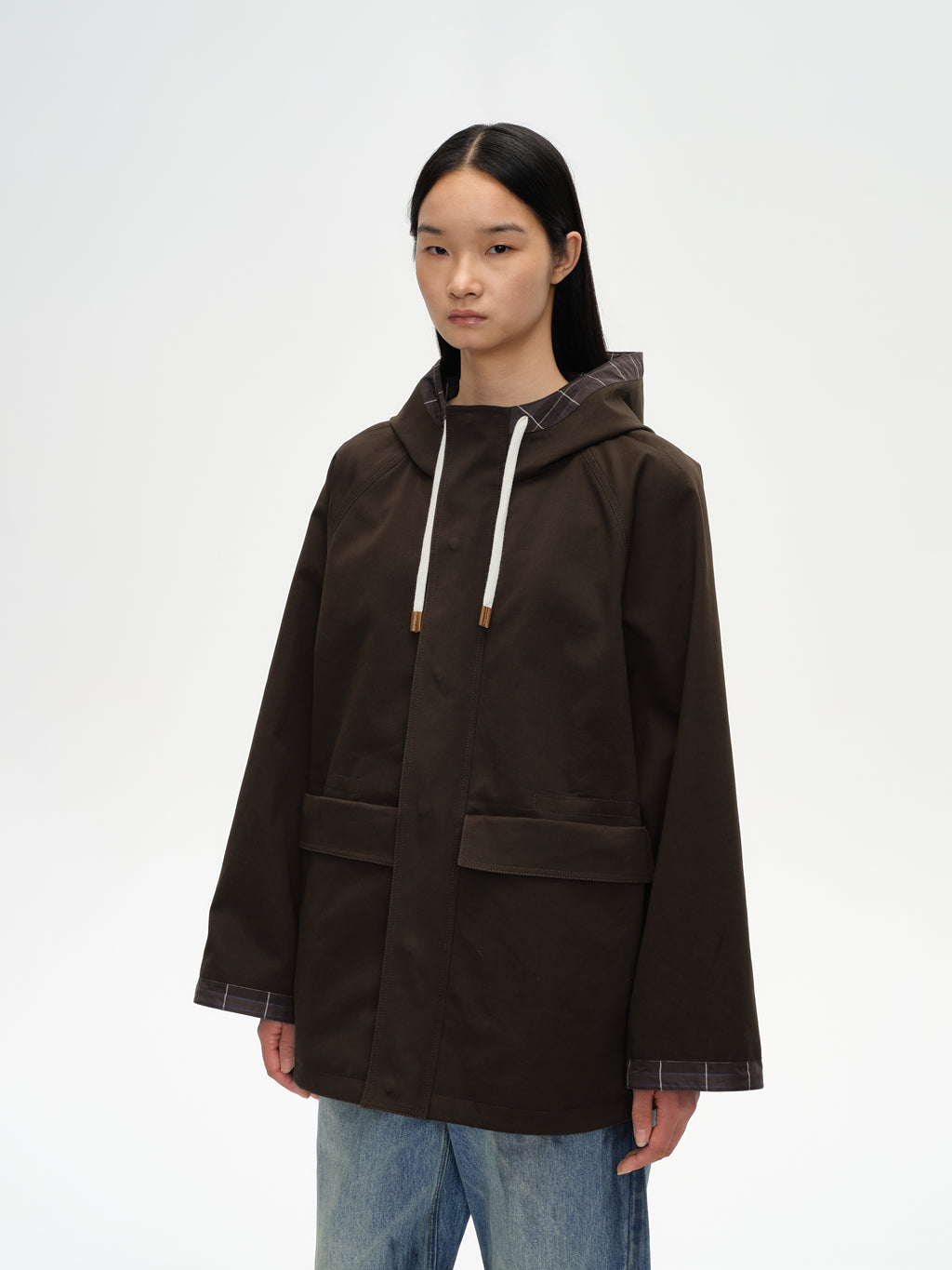 Hooded Raglan Adjustable Jacket