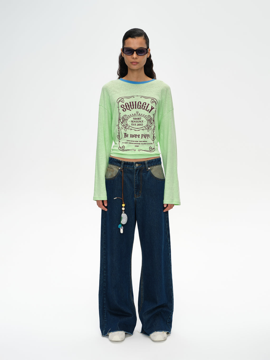 Flipped Pocket Mid-Waist Loose Jeans