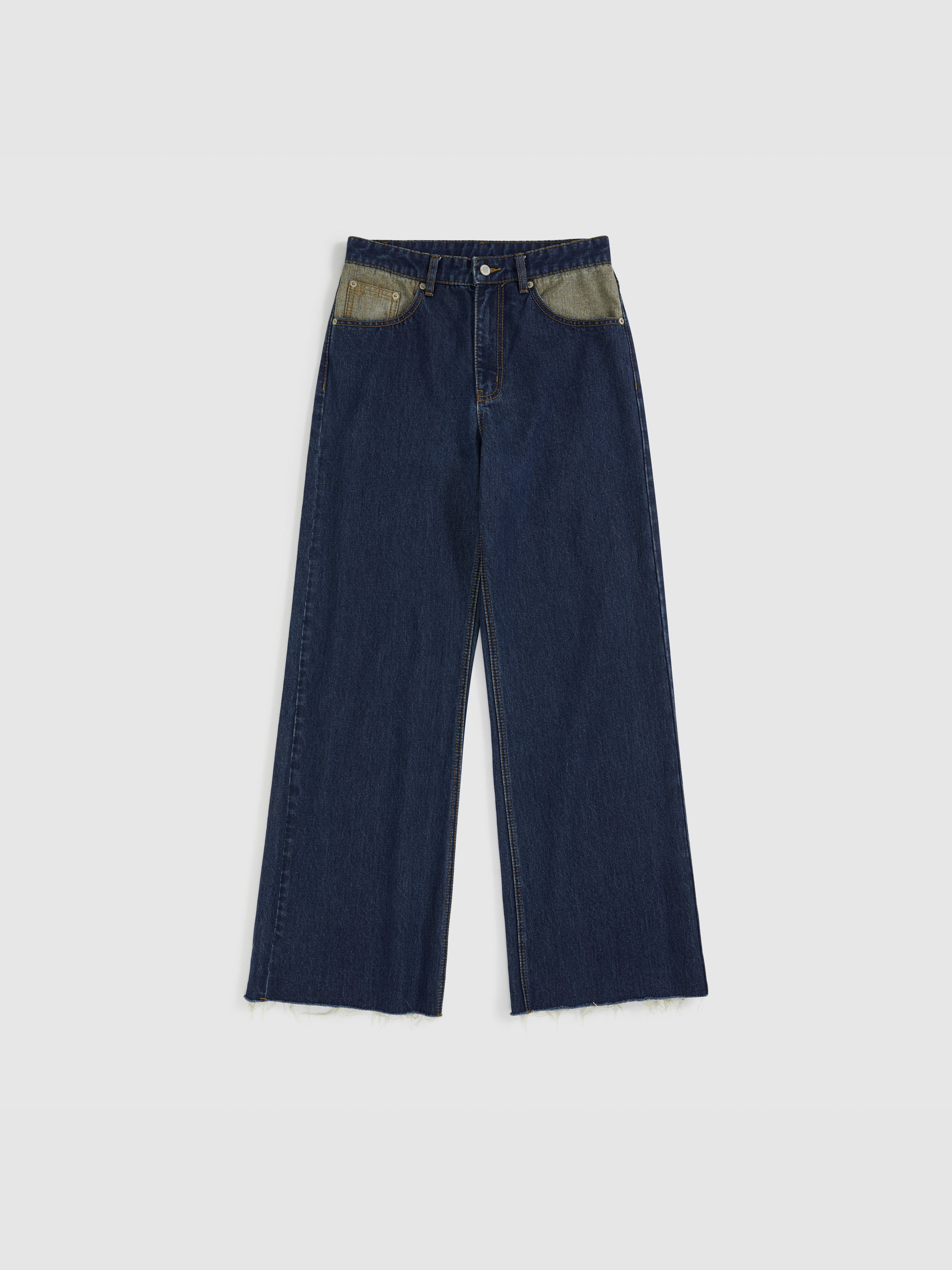 Flipped Pocket Mid-Waist Loose Jeans