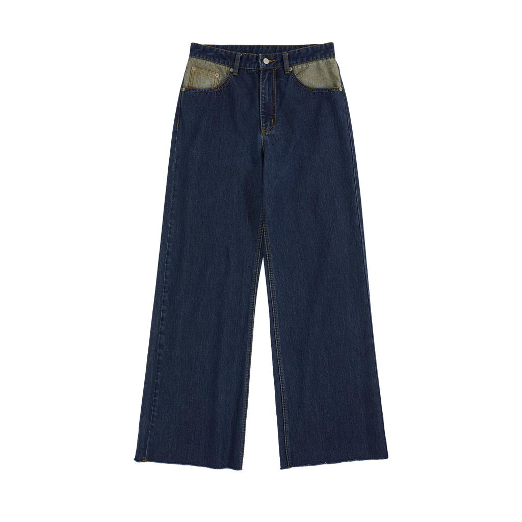 Flipped Pocket Mid-Waist Loose Jeans