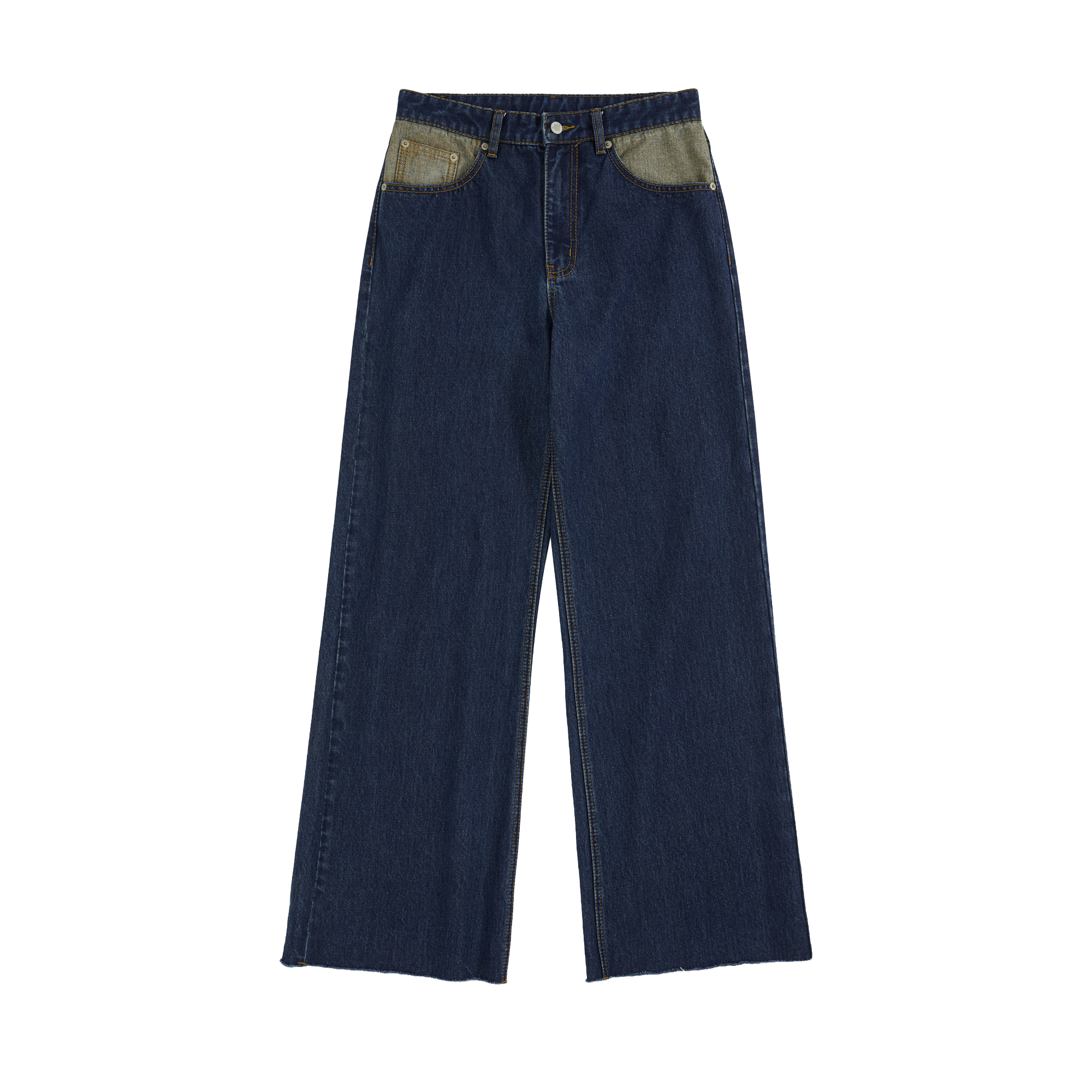 Flipped Pocket Mid-Waist Loose Jeans